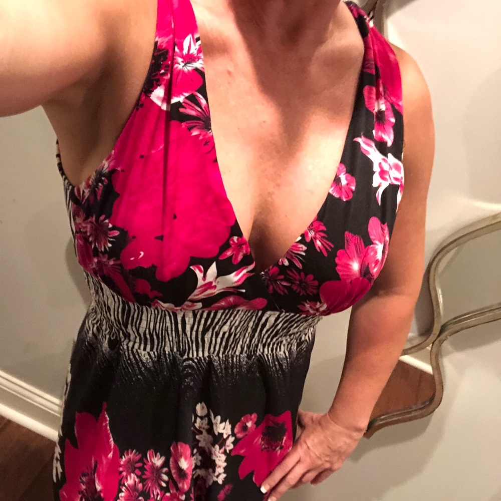 Junior floral zebra print summer dress